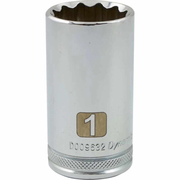 DYNAMIC TOOLS D009632 3/8" Drive 12Pt 1" Deep Chrome Socket