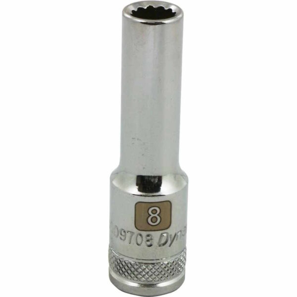DYNAMIC TOOLS D009708 3/8" Drive 12Pt 8mm Deep Chrome Socket