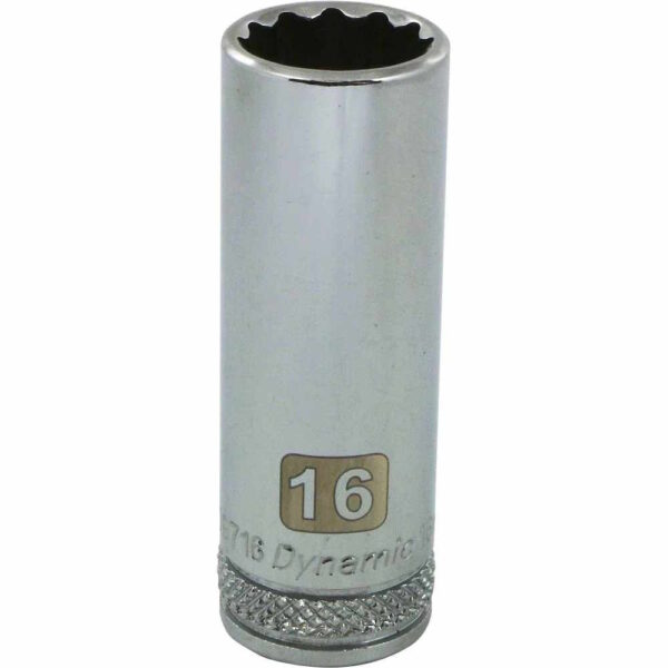 DYNAMIC TOOLS D009716 3/8" Drive 12Pt 16mm Deep Chrome Socket