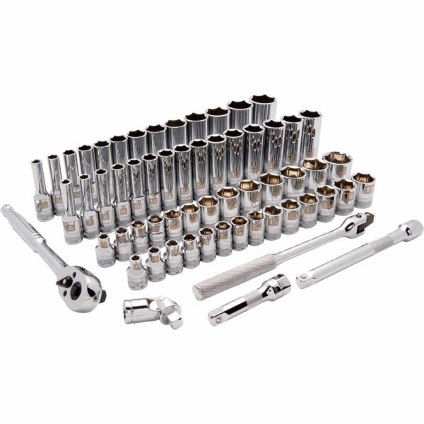 DYNAMIC TOOLS D010012 3/8" Drive 60Pc 6Pt Standard/Deep SAE/Metric Socket Set