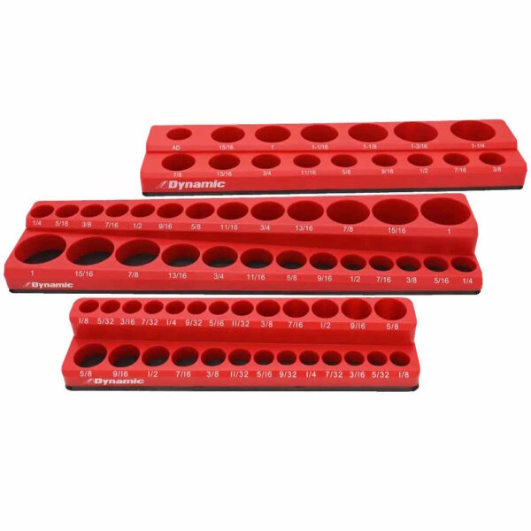 DYNAMIC TOOLS D029100 SAE 3Pc Magnetic Socket Organizer Set