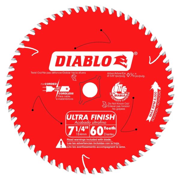 DIABLO D0760A 7-1/4" x 60T Fine Finish Circular Saw Blade