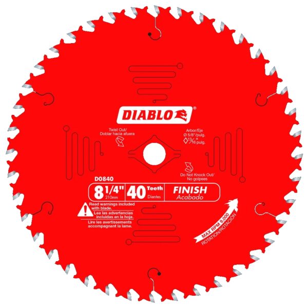 DIABLO D0840X 8-1/4" x 40T Finishing Circular Saw Blade