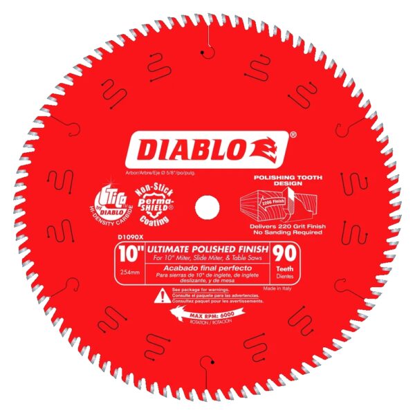DIABLO D1090X 10" x 90T Ultimate Flawless Finish Circular Saw Blade