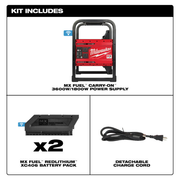 MILWAUKEE MXF002-2XC MX FUEL 3600W/1800W Power Supply Kit - Image 2