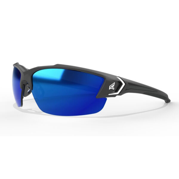 EDGE Khor G2 Safety Glasses - Black Frame Pol Aqua Precision Blue Mirror Lens