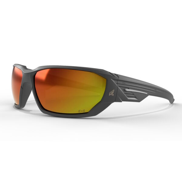 EDGE Dawson Safety Glasses - Matte Blk Frame Aqua Precision Red Mirror Lens