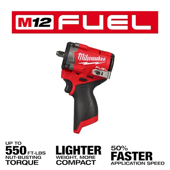 MILWAUKEE 2562-20 M12 FUEL™ Stubby 3/8" Impact Wrench Tool Only - Image 2
