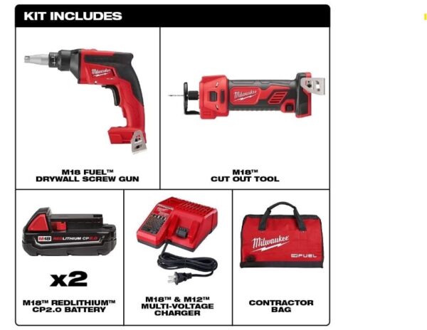 MILWAUKEE 2866-22CTP M18 Fuel Drywall Screw Gun & Cut-Out Tool Kit - Image 2