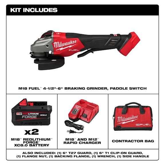 MILWAUKEE 3670-22 M18 FUEL™ 4-1/2"-6" Braking Grinder, Paddle Switch Kit - Image 2