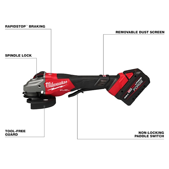 MILWAUKEE 3670-22 M18 FUEL™ 4-1/2"-6" Braking Grinder, Paddle Switch Kit - Image 4