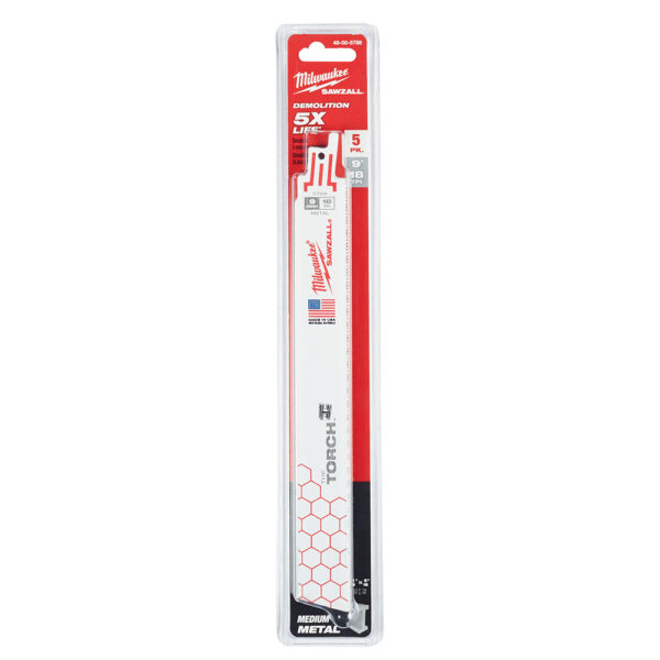 MILWAUKEE 48-00-5788 9" 18 TPI Torch Metal Demolition Sawzall Blades (5Pk)