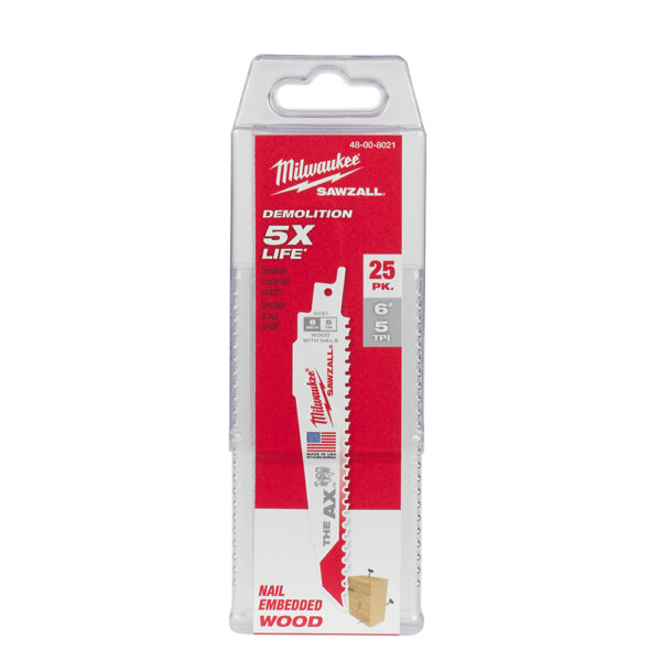 MILWAUKEE 48-00-8021 6" 5 TPI Ax Sawzall Blades (25Pk)