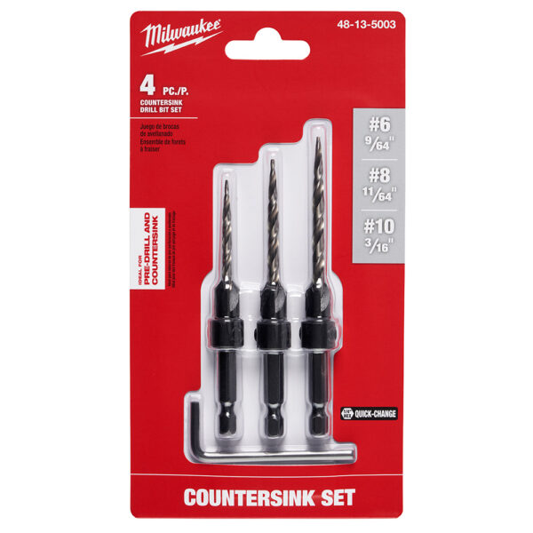 MILWAUKEE 48-13-5003 #6/#8/#10 3PC Countersink Set
