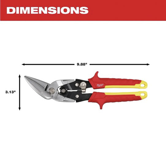 MILWAUKEE 48-22-4562 Straight Cutting Offset Aviation Snips (Yellow Handles) - Image 3