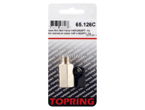 TOPRING 65.126C Brass Mini Ball Valve 1/4" (F) (M) NPT