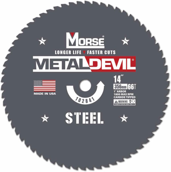 MK Morse CSM1466FSC 14" x 66T Steel Circular Saw Blade 1" Arbor