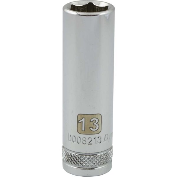 DYNAMIC TOOLS D008213 3/8" Drive 6Pt 13mm Deep Chrome Socket
