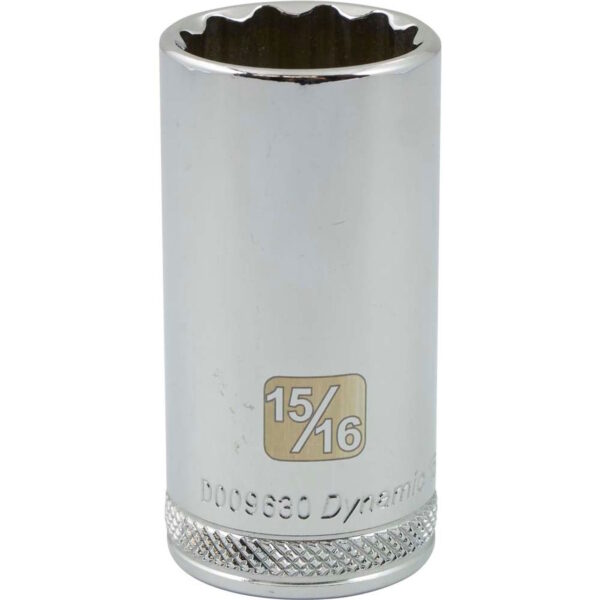 DYNAMIC TOOLS D009630 3/8" Drive 12Pt 15/16" Deep Chrome Socket