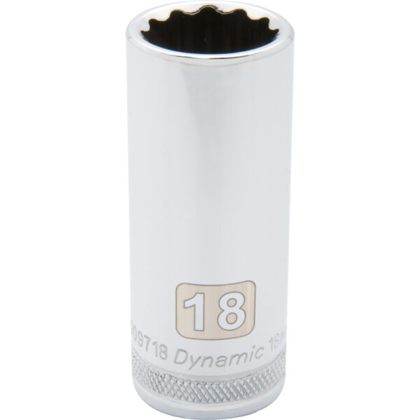 DYNAMIC TOOLS D009718 3/8" Drive 12Pt 18mm Deep Chrome Socket - Image 2