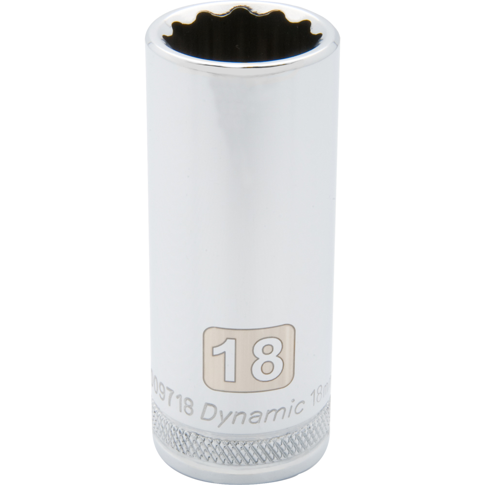 DYNAMIC TOOLS D009718 3/8" Drive 12Pt 18mm Deep Chrome Socket - Image 2