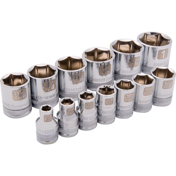 DYNAMIC TOOLS D010000 3/8" Drive 13Pc 6Pt Standard SAE Socket Set (1/4" - 1")