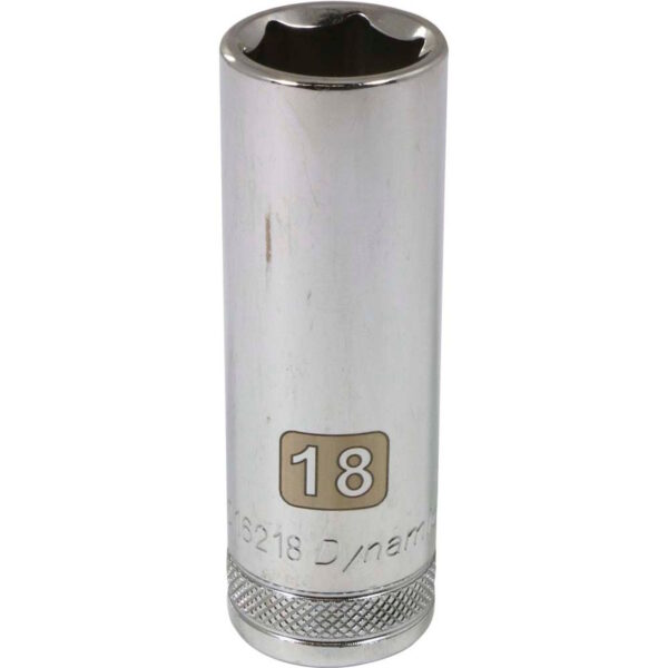 DYNAMIC TOOLS D016218 1/2" Drive 6Pt 18mm Deep Chrome Socket