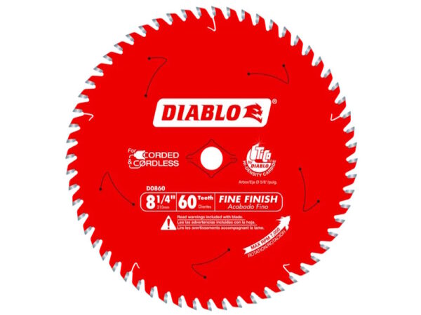 DIABLO D0860X 8-1/4" x 60T Fine Finish Saw Blade for Wood