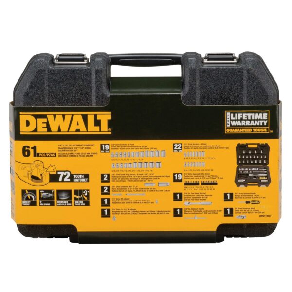DEWALT DWMT19257 61 pc 1/4" & 3/8" Drive Combination Socket Set - 6 POINT