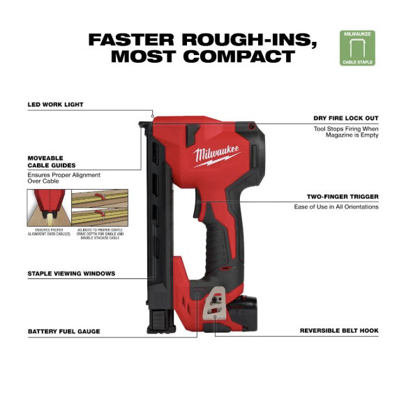 MILWAUKEE 2448-20 M12 Cable Stapler (Tool Only) - Image 4