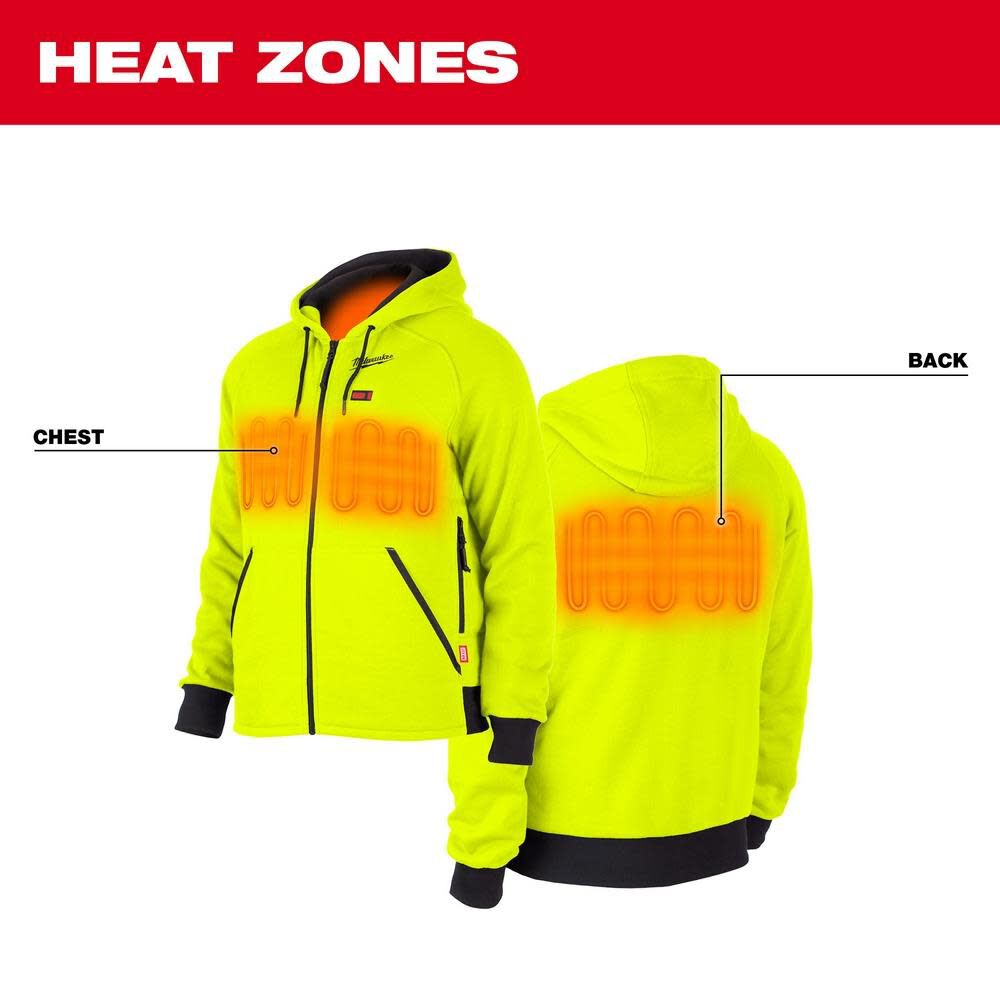 MILWAUKEE 306HV-20M M12 Medium Hi-Vis Heated Hoodie (Tool Only) - Image 3