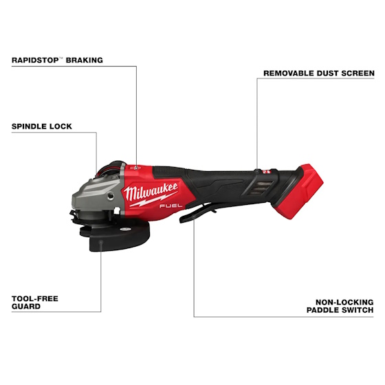 MILWAUKEE 3670-20 M18 FUEL™ 4-1/2"-6" Braking Grinder, Paddle Switch - Image 3