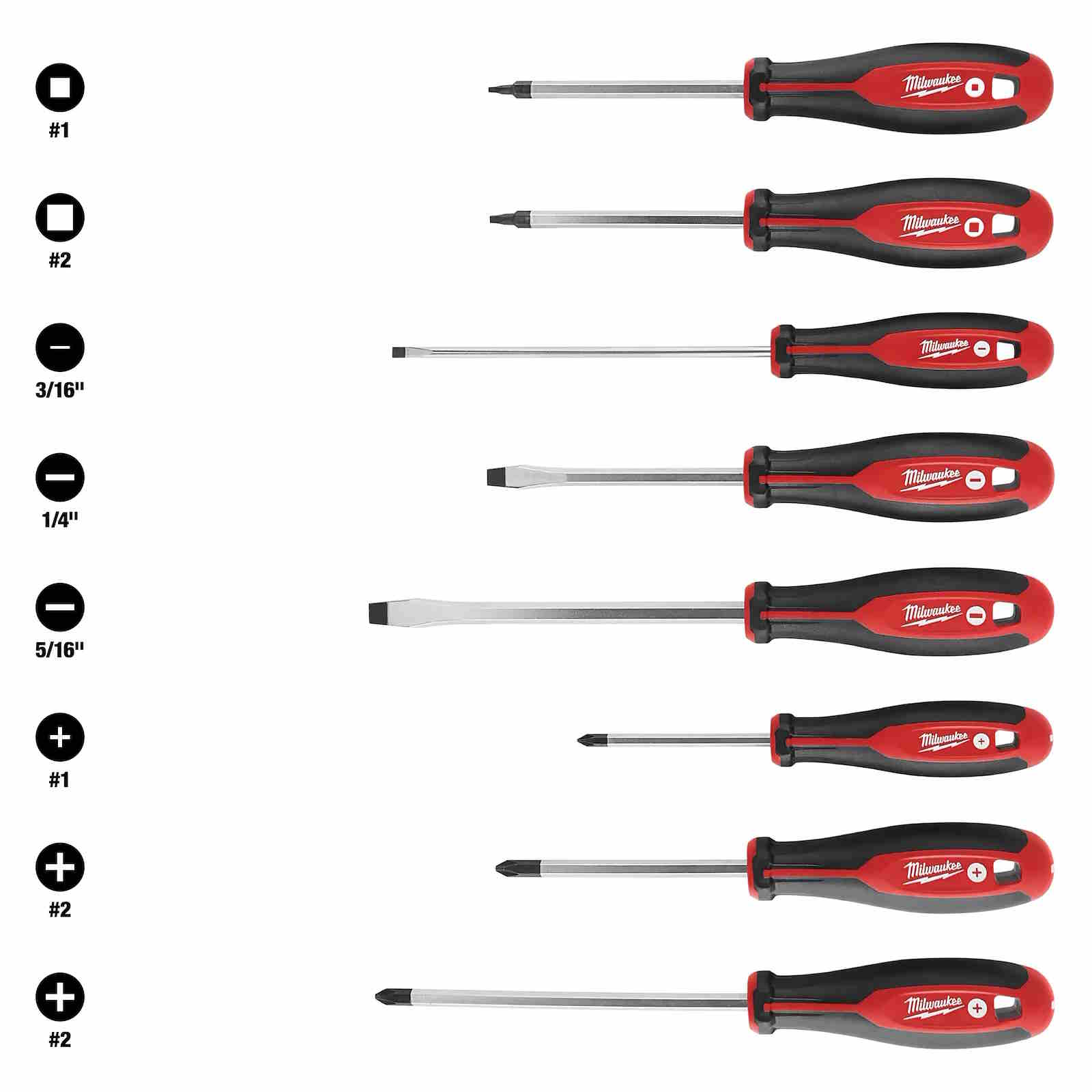 MILWAUKEE 48-22-2718 8PC Screwdriver Kit w/Square - Image 2