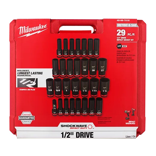 MILWAUKEE 49-66-7016 29PC SHOCKWAVE Impact Duty™ 1/2" Drive SAE & Metric Deep 6 - Image 2