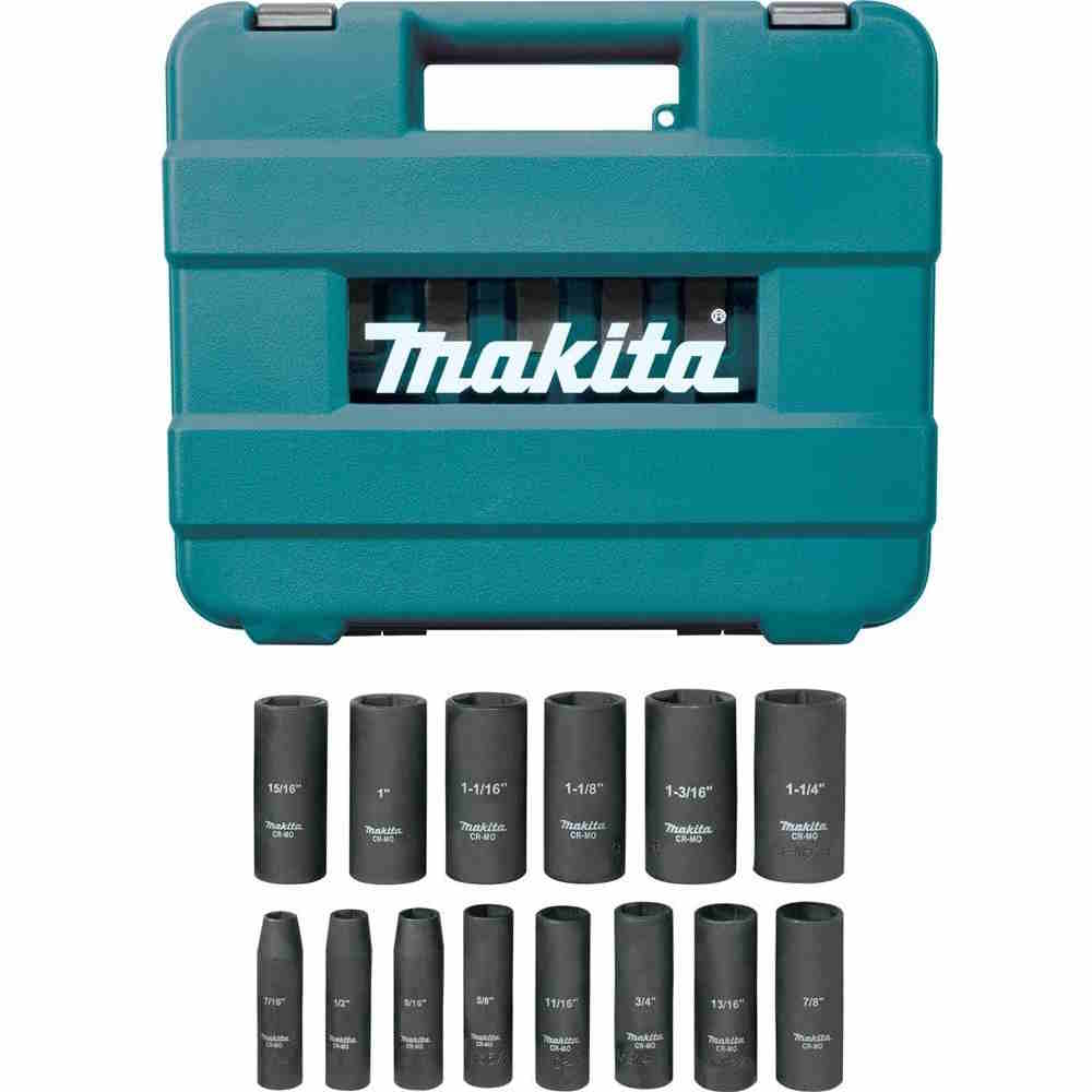 MAKITA A-96372 1/2" SQ Deep Socket Assorted 14Pc