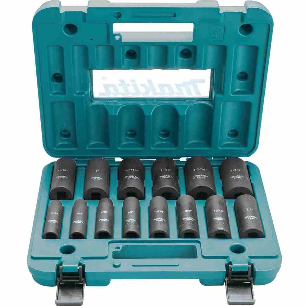 MAKITA A-96372 1/2" SQ Deep Socket Assorted 14Pc - Image 2