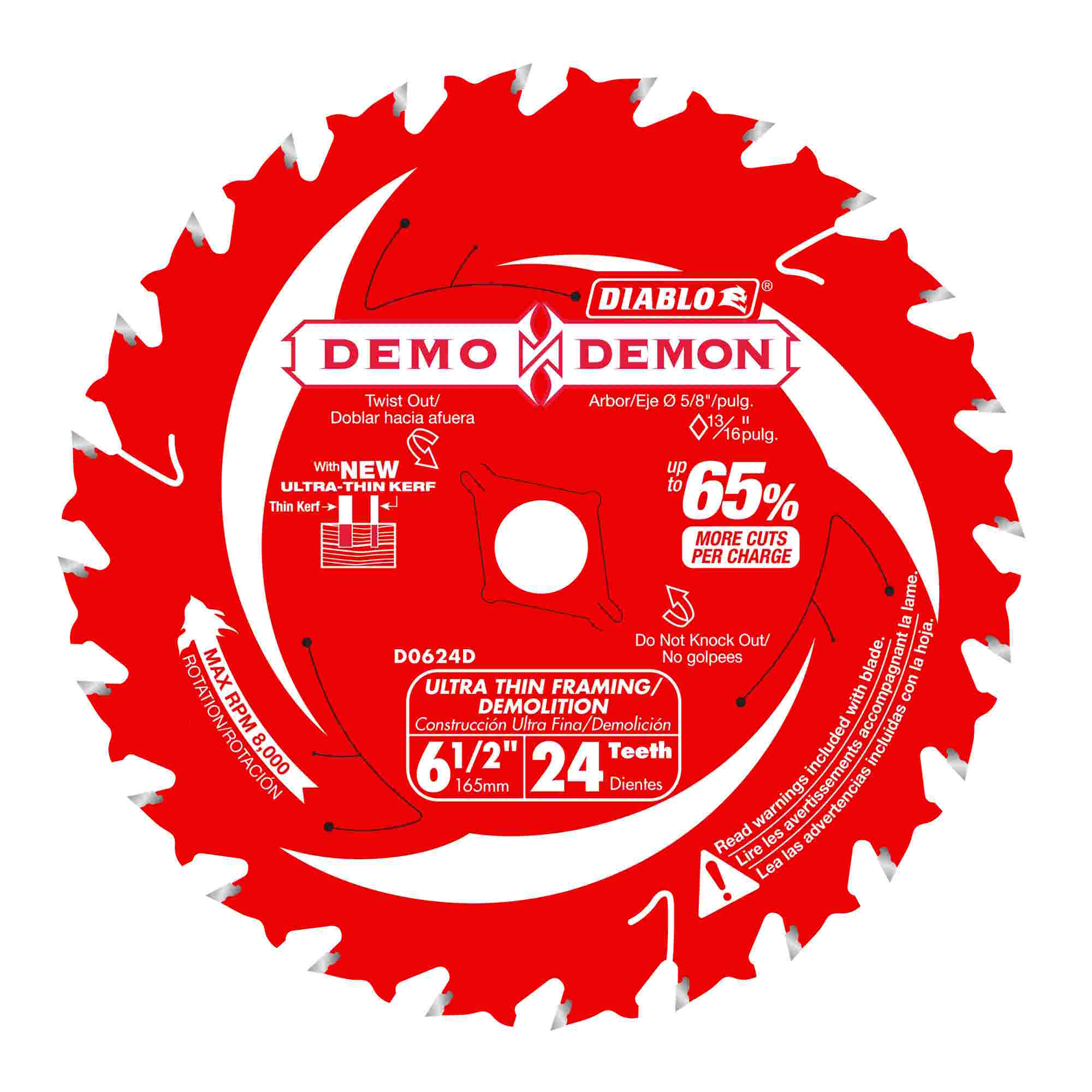 DIABLO D0624DA 6-1/2" x 24T Demo Demon Circular Saw Blade