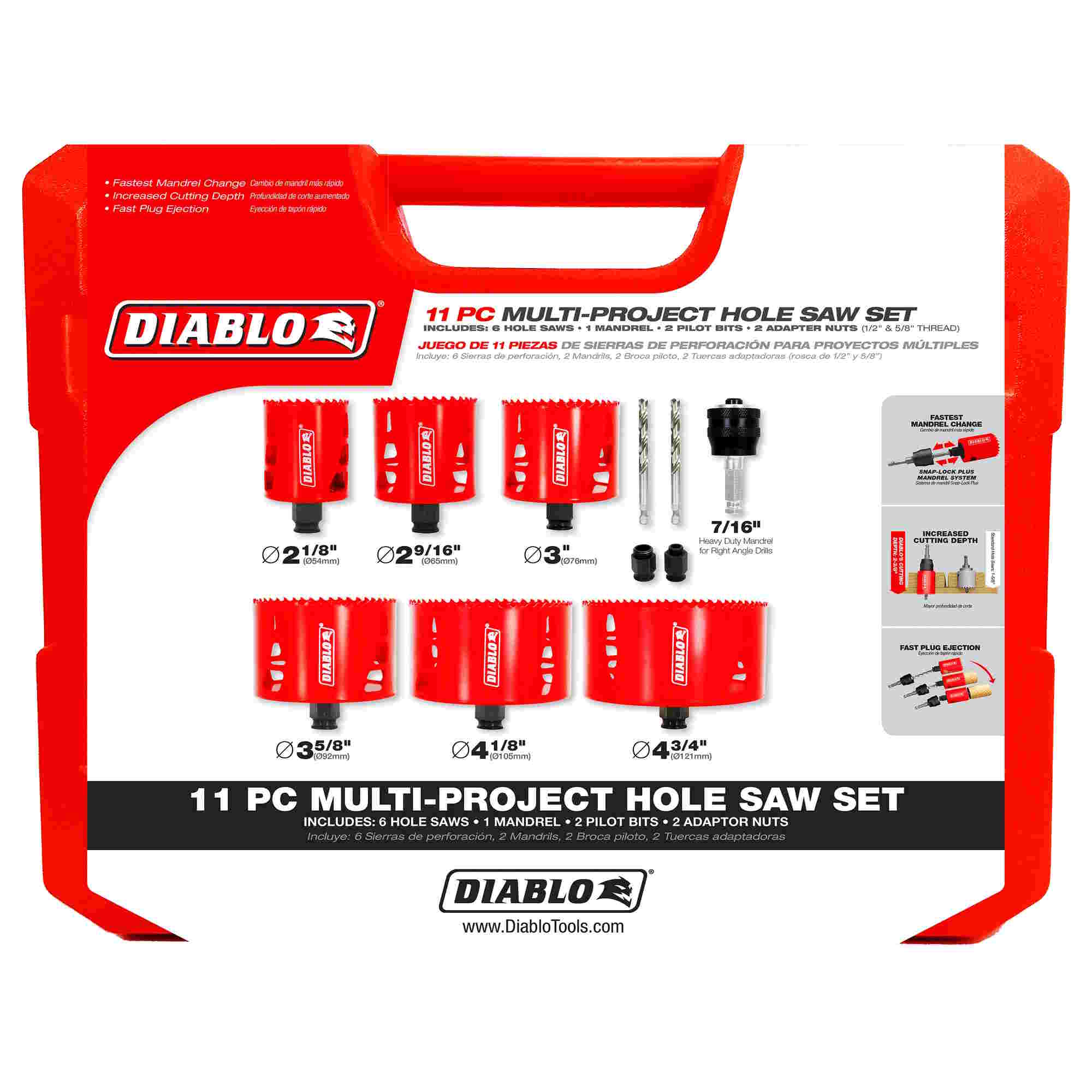 DIABLO DHS11SLD 11Pc BiM Large Diameter Hole Saw Kit - Image 2