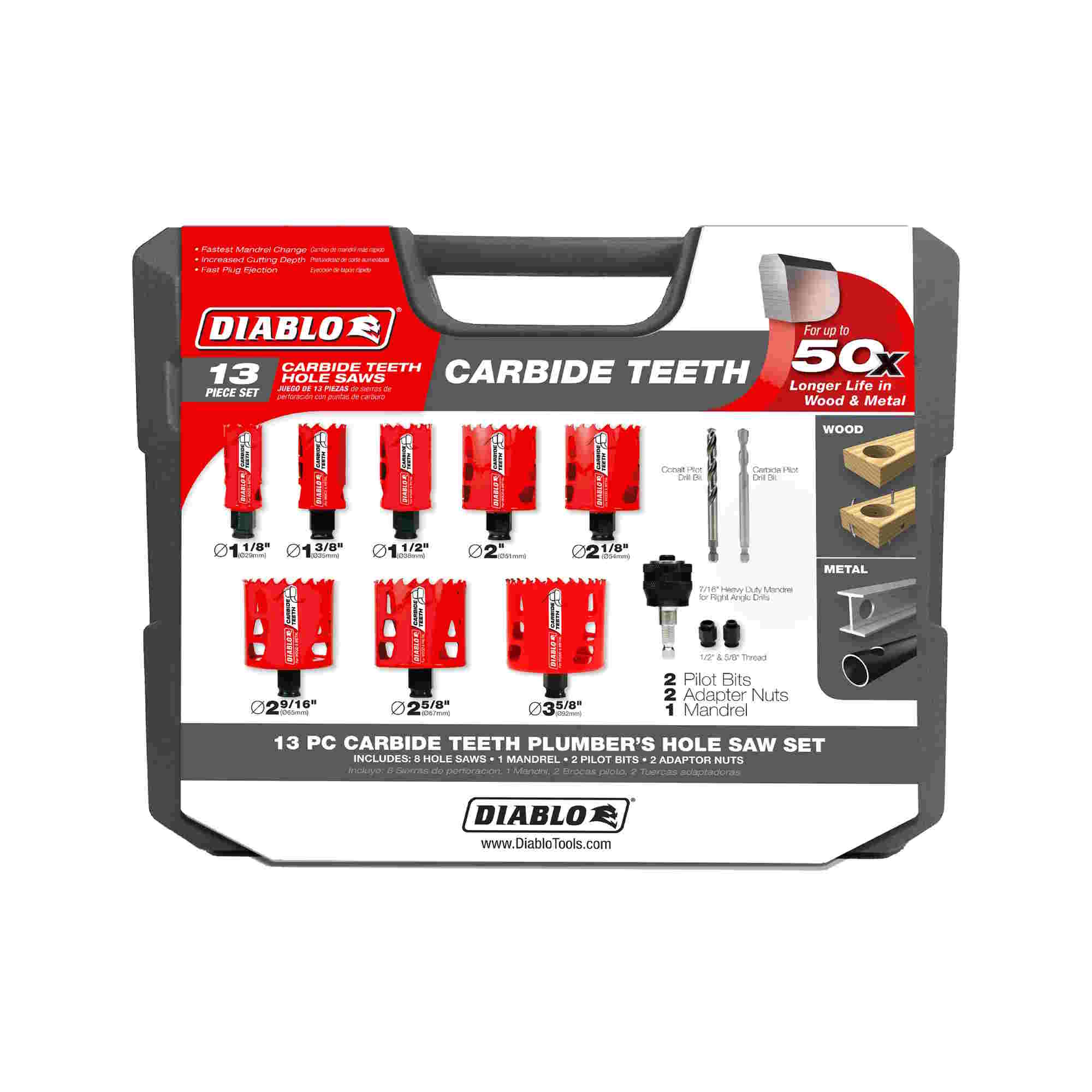 DIABLO DHS13SPLCT 13 pc Carbide Plumbers Hole Saw Kit - Image 2