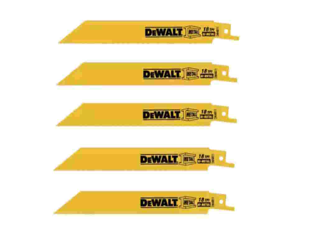 DEWALT DW4811 6" 18 TPI Straight Back Bi-Metal Reciprocating Saw Blade 5PK