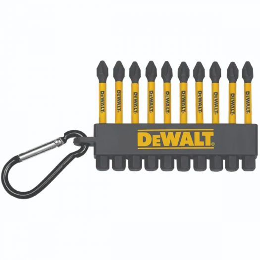 DEWALT DWA2PH2IRCARC Flex Torq PH2 Phillips 2" Carabiner Clip Screw Bits 10 Pack