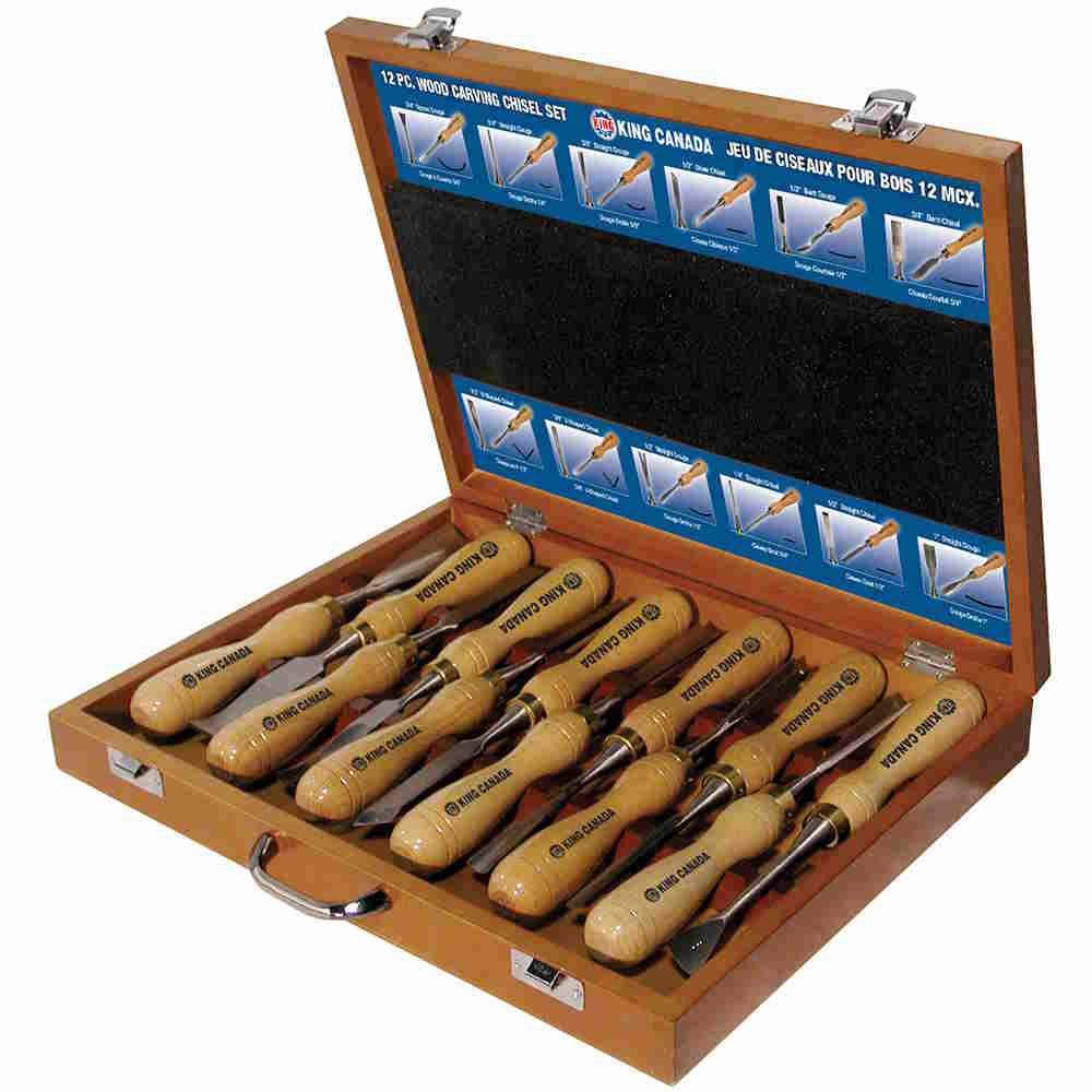 KING CANADA K-1212 12pc Wood Carving Chisel Set - Image 2