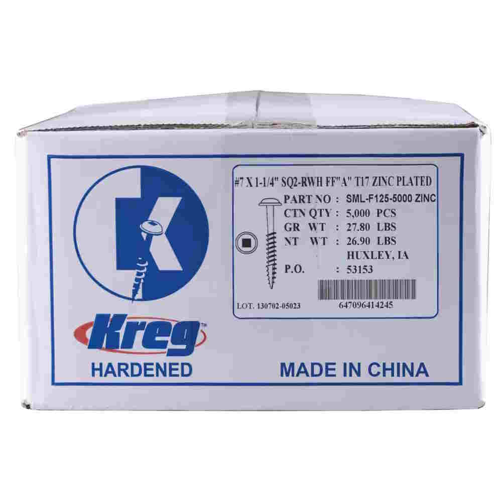 KREG SML-F125-5000 Zinc Pocket-Hole Screws - 32mm / 1.25", #7 Fine-Thread - Image 2