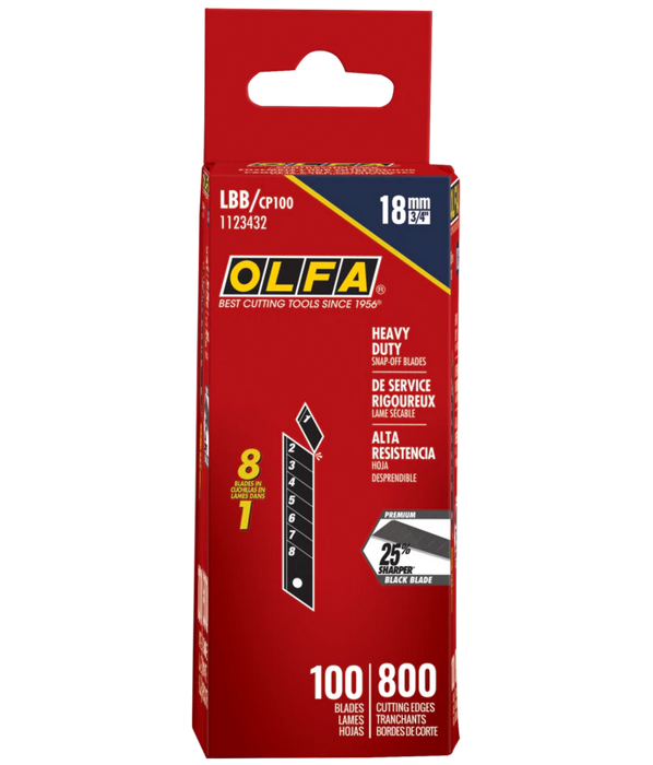 OLFA 1123432 LBB/CP100 18mm UltraSharp Snap-Off Blades 100PK - Image 2