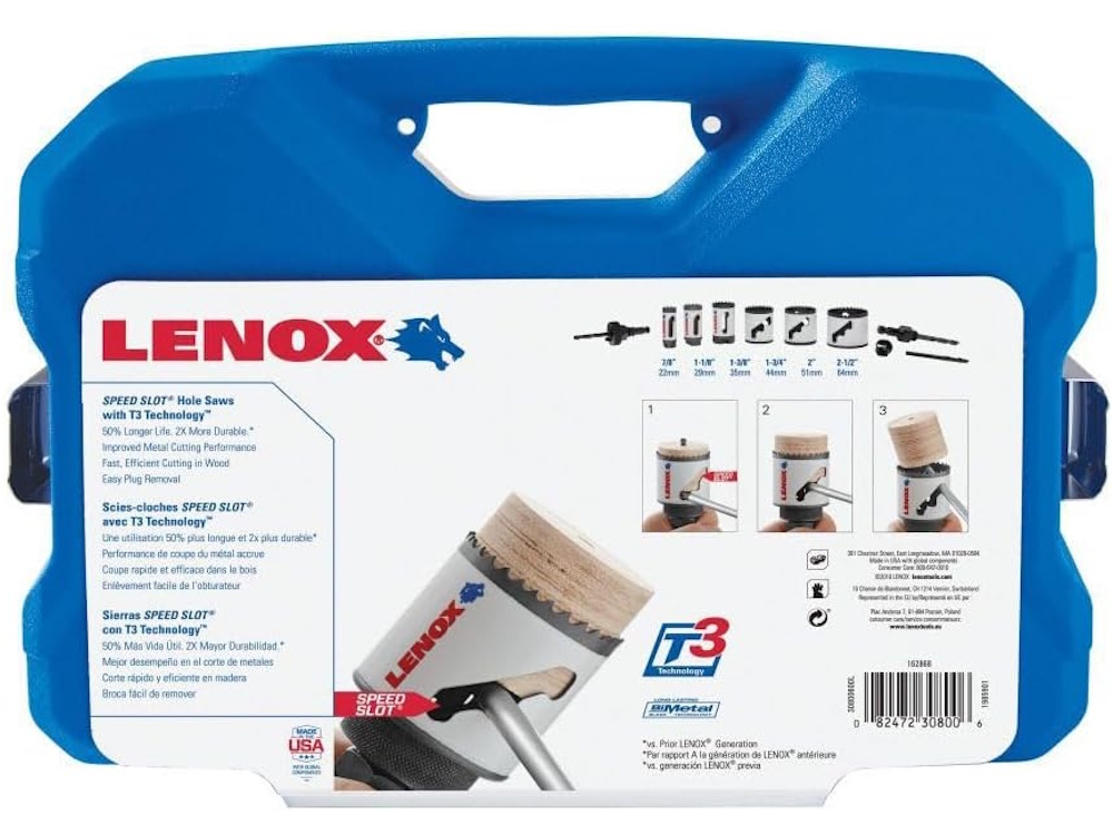 LENOX 30800600L 10pc Electricians Speed Slot Hole Saw Kit - Image 3