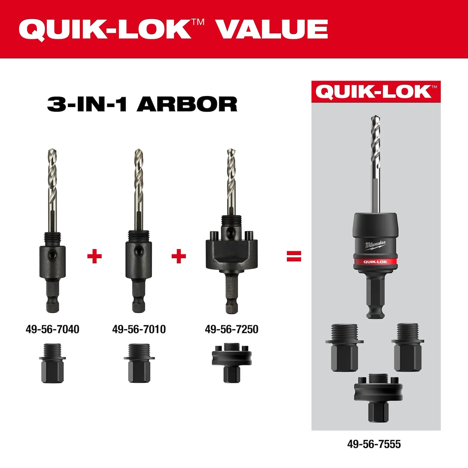 MILWAUKEE 49-56-7555 5PC 7/16" QUIK LOK Hole Saw Arbor Set - Image 8