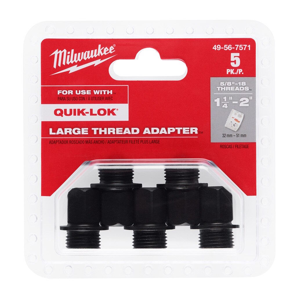 MILWAUKEE 49-56-7571 Large Thread Adapters for QUIK-LOK Hole Saw Arbors 5PK - Image 2
