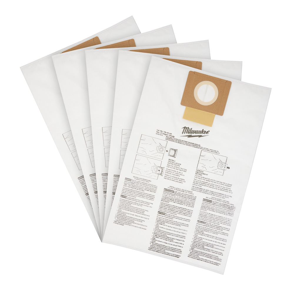 MILWAUKEE 49-90-1979 6 Gallon Fleece Dust Bags 5PK - Image 2