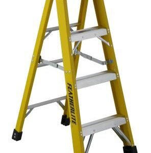 FEATHERLITE 6904 4' Yellow Extra-Heavy Duty Fiberglass Stepladder Grade1A 300lbs