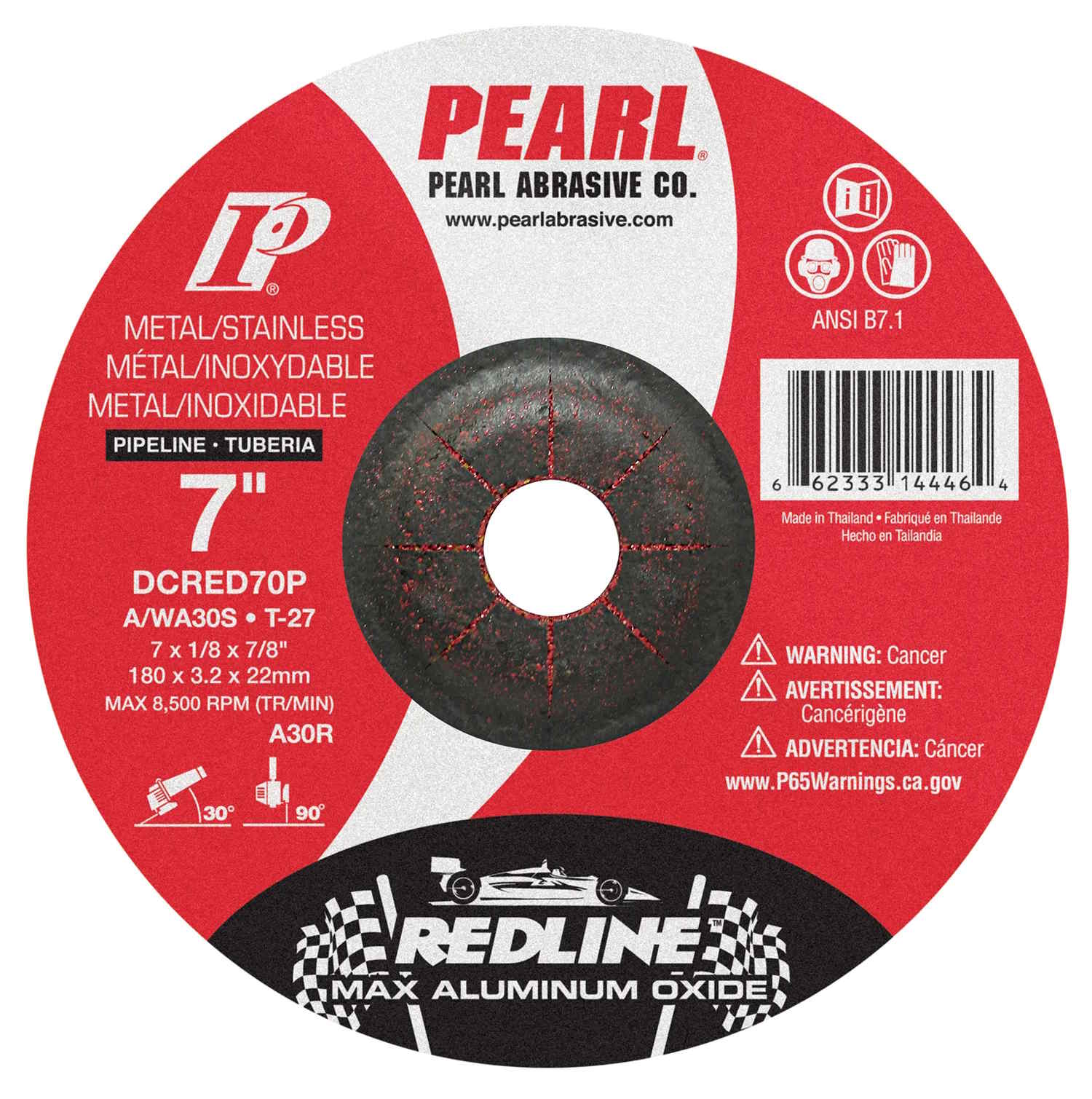 PEARL DCRED70P 7" x 1/8 x 7/8 Aluminum Oxide Wheel